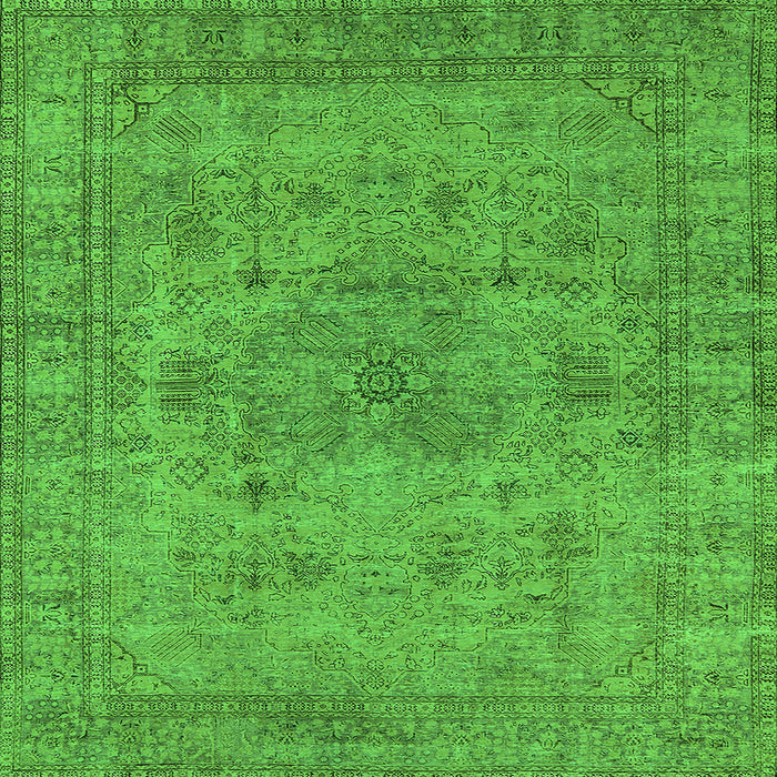 Square Machine Washable Oriental Green Industrial Area Rugs, wshurb1934grn