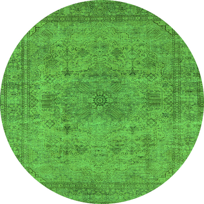 Round Oriental Green Industrial Rug, urb1934grn