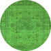 Round Oriental Green Industrial Rug, urb1934grn