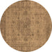 Round Oriental Brown Industrial Rug, urb1934brn