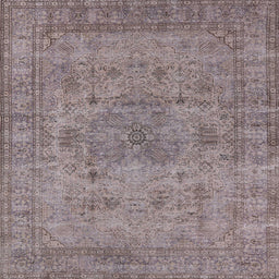Square Mid-Century Modern Puce Purple Oriental Rug, urb1934