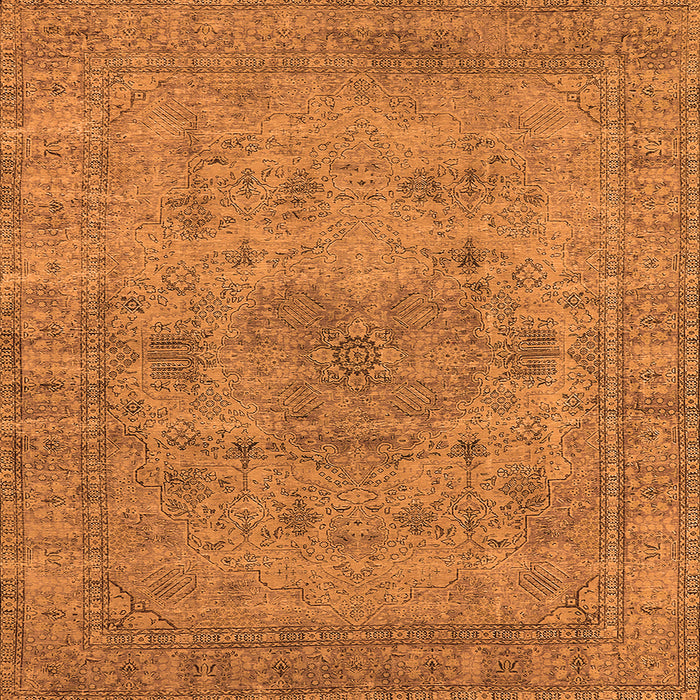 Square Machine Washable Oriental Orange Industrial Area Rugs, wshurb1934org