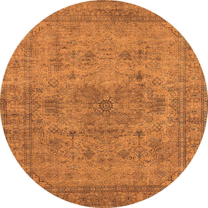 Round Machine Washable Oriental Orange Industrial Area Rugs, wshurb1934org