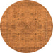 Round Machine Washable Oriental Orange Industrial Area Rugs, wshurb1934org