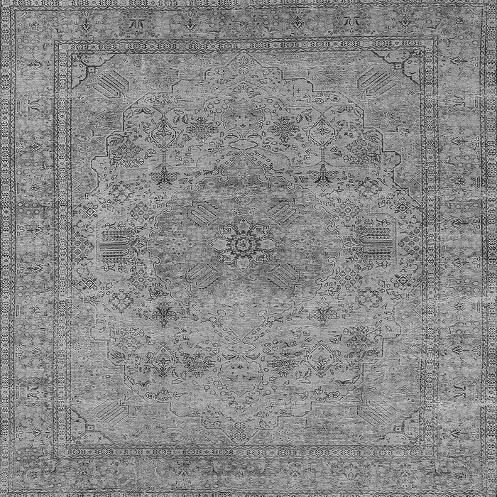 Square Machine Washable Oriental Gray Industrial Rug, wshurb1934gry