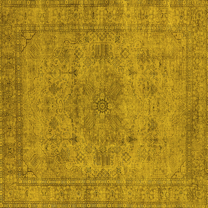 Square Machine Washable Oriental Yellow Industrial Rug, wshurb1934yw