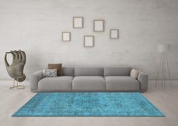 Machine Washable Oriental Light Blue Industrial Rug in a Living Room, wshurb1934lblu