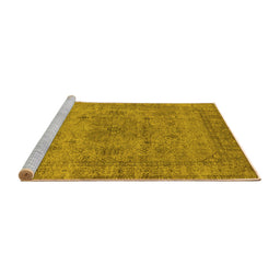 Sideview of Machine Washable Oriental Yellow Industrial Rug, wshurb1934yw