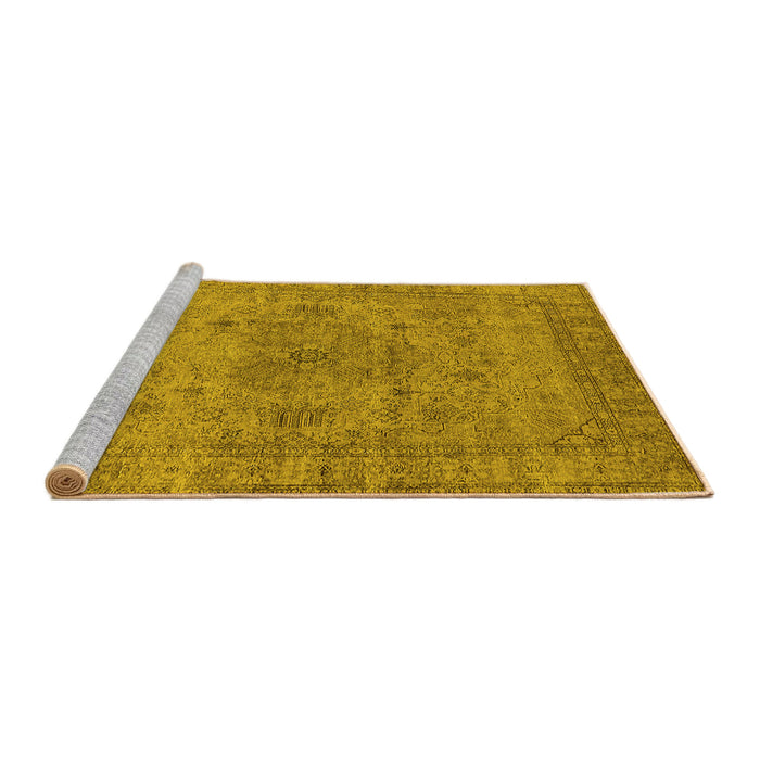Sideview of Machine Washable Oriental Yellow Industrial Rug, wshurb1934yw