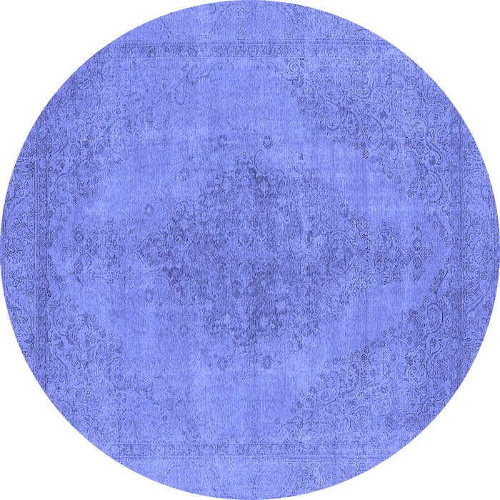 Round Oriental Blue Industrial Rug, urb1935blu