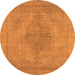 Round Machine Washable Oriental Orange Industrial Area Rugs, wshurb1935org