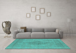 Machine Washable Oriental Turquoise Industrial Area Rugs in a Living Room,, wshurb1935turq