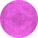 Round Oriental Pink Industrial Rug, urb1935pnk