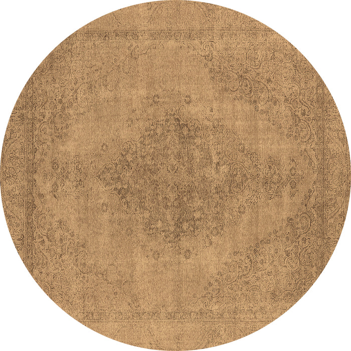 Round Oriental Brown Industrial Rug, urb1935brn