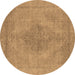 Round Oriental Brown Industrial Rug, urb1935brn