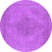 Round Oriental Purple Industrial Rug, urb1935pur