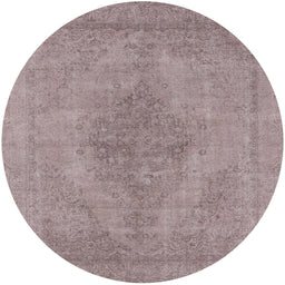 Round Machine Washable Industrial Modern Rose Dust Purple Rug, wshurb1935