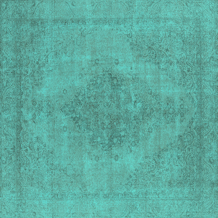 Square Machine Washable Oriental Turquoise Industrial Area Rugs, wshurb1935turq