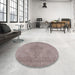 Round Mid-Century Modern Rose Purple Oriental Rug in a Office, urb1935