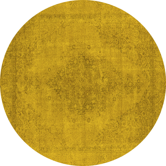 Round Oriental Yellow Industrial Rug, urb1935yw