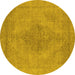 Round Oriental Yellow Industrial Rug, urb1935yw