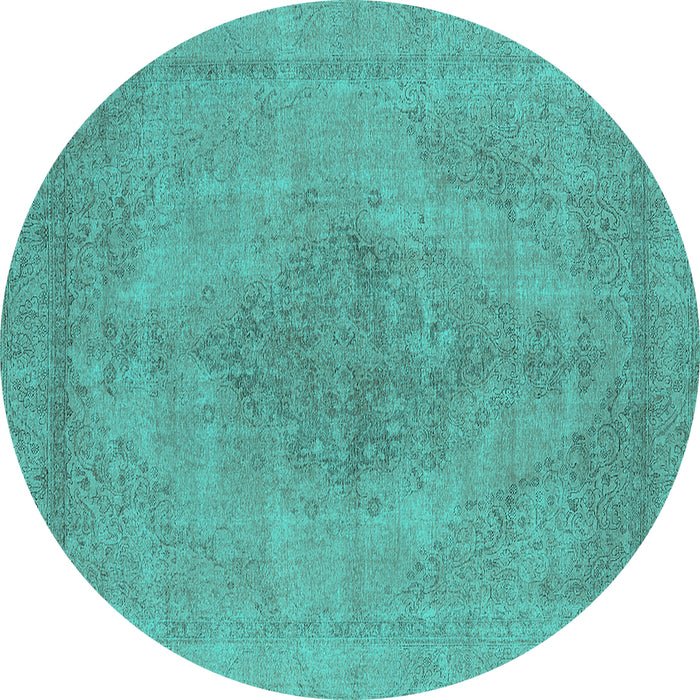 Round Oriental Turquoise Industrial Rug, urb1935turq