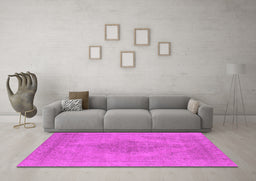 Machine Washable Oriental Pink Industrial Rug in a Living Room, wshurb1935pnk