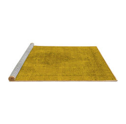 Sideview of Machine Washable Oriental Yellow Industrial Rug, wshurb1935yw