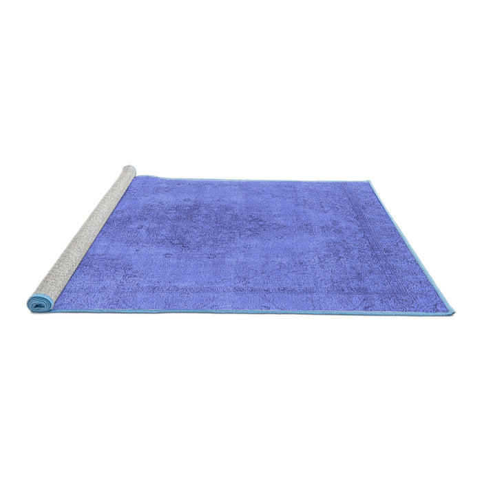 Sideview of Machine Washable Oriental Blue Industrial Rug, wshurb1935blu