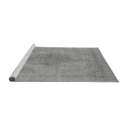 Sideview of Machine Washable Oriental Gray Industrial Rug, wshurb1935gry