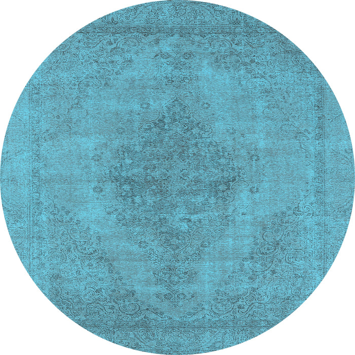 Round Oriental Light Blue Industrial Rug, urb1935lblu