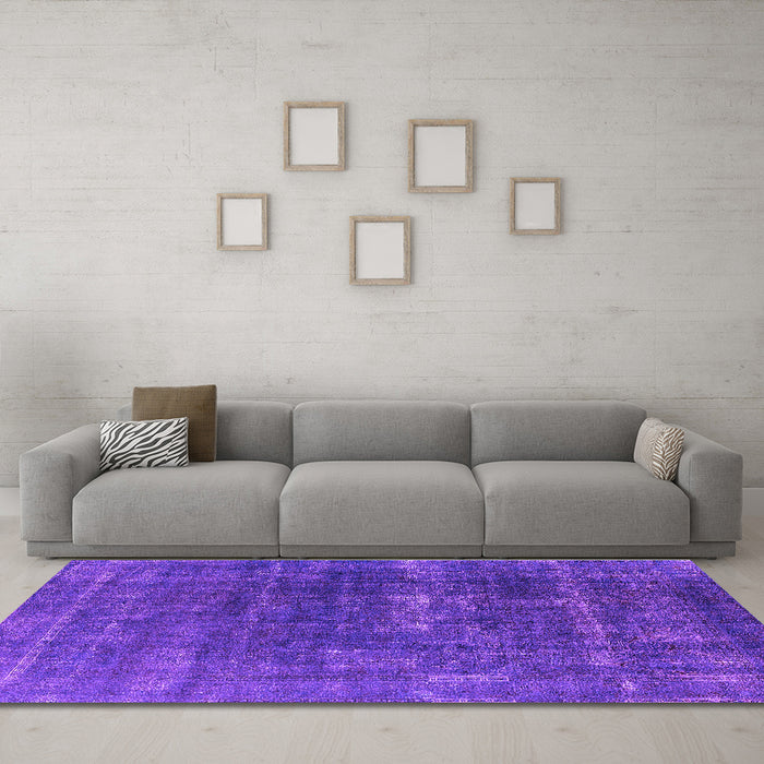 Machine Washable Oriental Purple Industrial Area Rugs in a Living Room, wshurb1936pur
