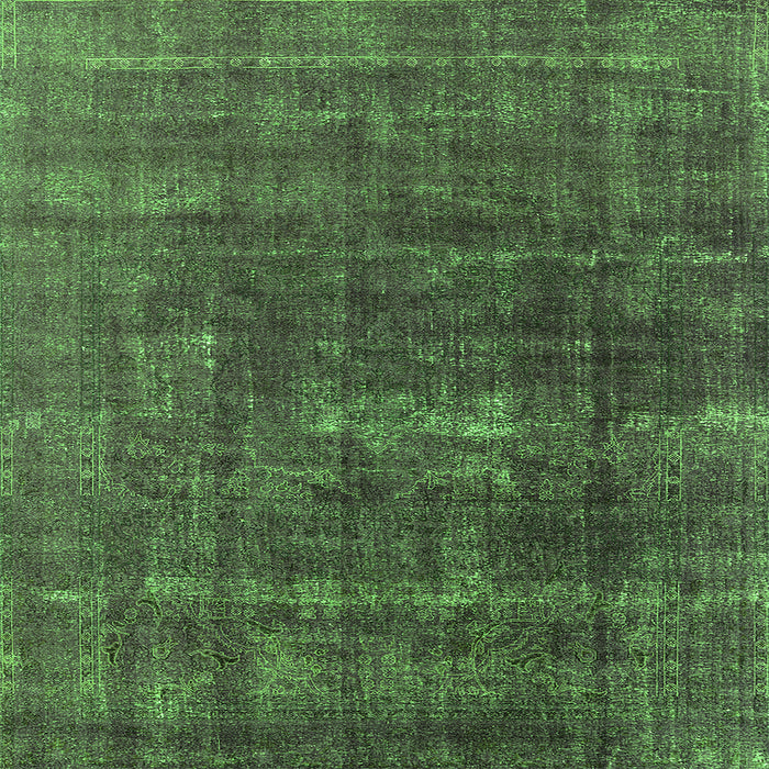Square Machine Washable Oriental Green Industrial Area Rugs, wshurb1936grn