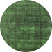 Round Oriental Green Industrial Rug, urb1936grn