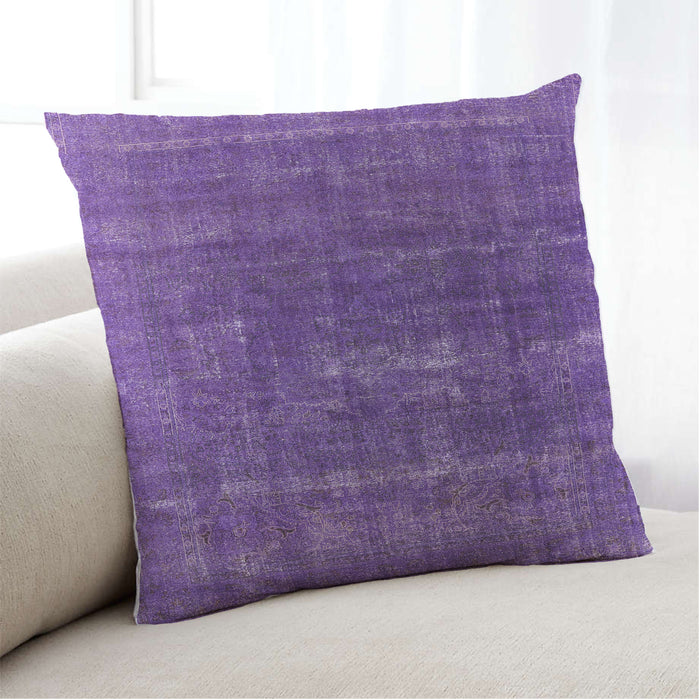 Lifestyle Image of Mid-Century Modern Urban Square Purple Flower Purple Throw Pillow, 18 inch by 18 inch, pwurb1936