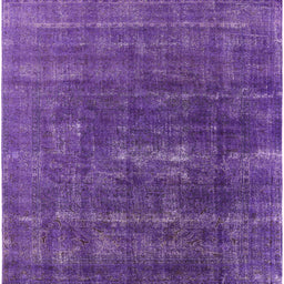 Square Machine Washable Industrial Modern Purple Flower Purple Rug, wshurb1936