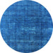 Round Oriental Light Blue Industrial Rug, urb1936lblu