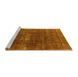 Sideview of Machine Washable Oriental Yellow Industrial Rug, wshurb1936yw