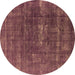 Round Oriental Brown Industrial Rug, urb1936brn