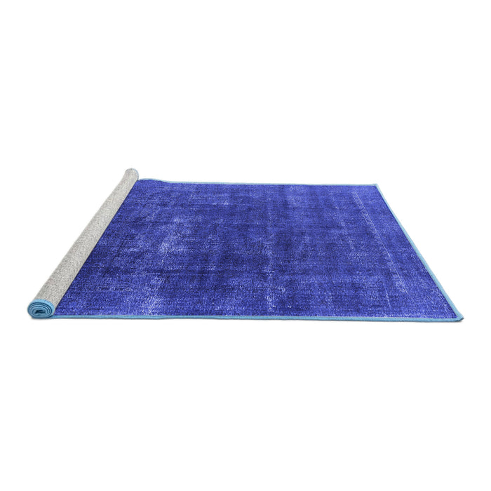 Sideview of Machine Washable Oriental Blue Industrial Rug, wshurb1936blu