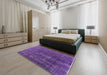 Machine Washable Industrial Modern Purple Flower Purple Rug in a Bedroom, wshurb1936