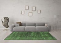 Machine Washable Oriental Green Industrial Rug, wshurb1936grn