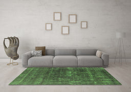 Machine Washable Oriental Green Industrial Area Rugs in a Living Room,, wshurb1936grn