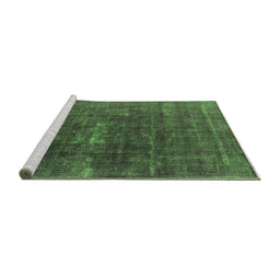 Sideview of Machine Washable Oriental Green Industrial Area Rugs, wshurb1936grn