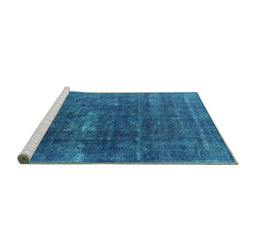 Sideview of Machine Washable Oriental Turquoise Industrial Area Rugs, wshurb1936turq