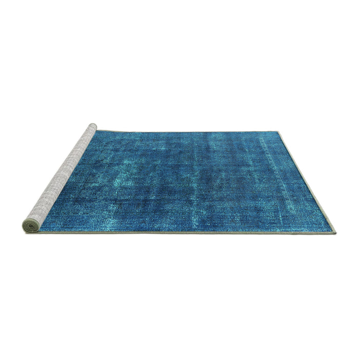Sideview of Machine Washable Oriental Turquoise Industrial Area Rugs, wshurb1936turq