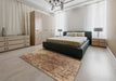 Mid-Century Modern Light Copper Gold Oriental Rug in a Bedroom, urb1937