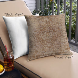 Front View of Mid-Century Modern Urban Square Light Copper Gold Throw Pillow, 18 inch by 18 inch, pwurb1937