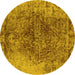 Round Oriental Yellow Industrial Rug, urb1937yw