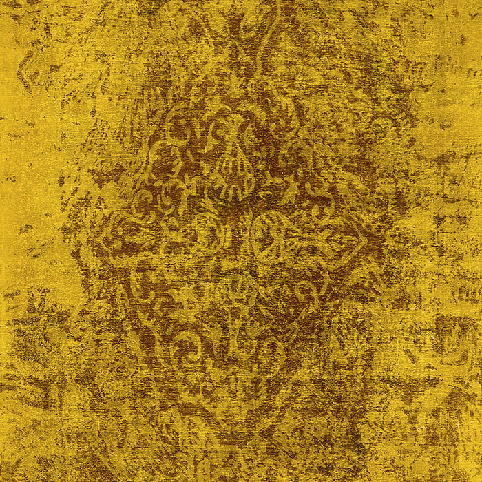 Machine Washable Oriental Yellow Industrial Rug, wshurb1937yw